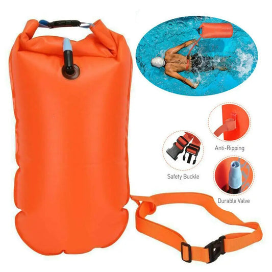 Inflatable Open Swimming Buoy Double Air Bag With Waist Belt